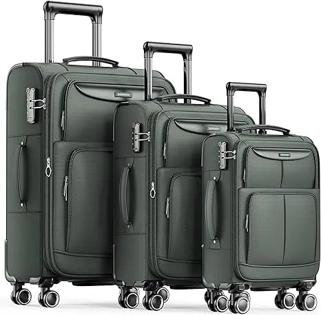 SHOWKOO Luggage Sets 3 Piece Softside Expandable Lightweight & Durable Suitcase Sets Double Spinner Wheels TSA Lock (20in/24in/28in)