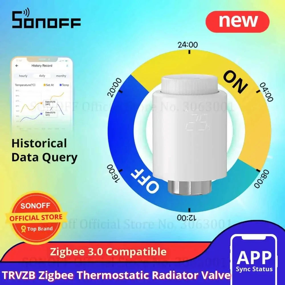 Zigbee TRVZB Thermostatic Radiator Valve Smart Home eWeLink App Remote Control Works with SONOFF ZB Bridge-P/ ZBDongle-P