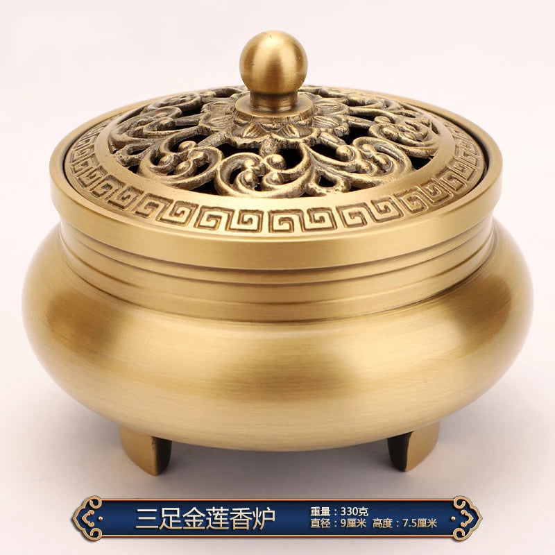 Beautiful Dragon and Phoenix Carved Copper Incense Burner. Crafted from high-quality brass