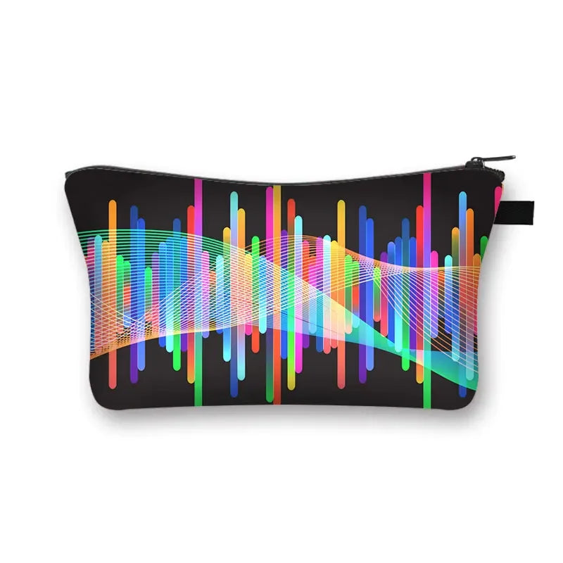 Music Notes Cosmetic Bag Women Makeup Bags Piano / Guitar Ladies Storage Bags for Travel Female Cosmetic Case