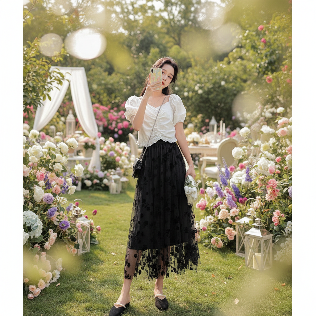 Mesh Skirt Women's Summer Cover Slim