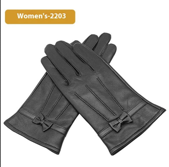 Women’s Sheepskin Leather Gloves – Autumn Winter Runway-Inspired Fleece-Lined Warm Touch Screen
