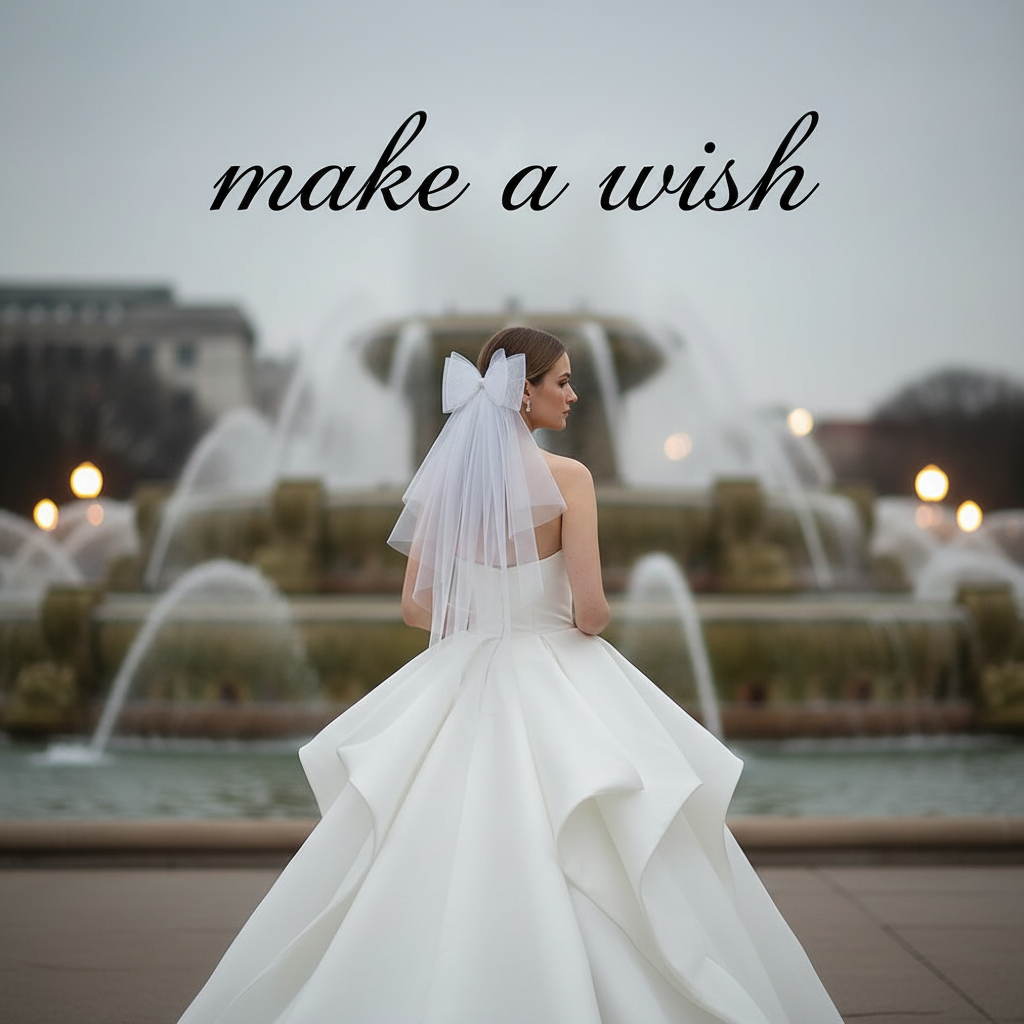 Luxury Ribbon Big Bow White Veil Hair Comb Wedding Bride