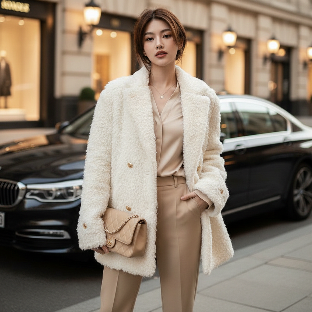 Toscana Fashion - Lamb Wool Mid-length Coat For Women | Timeless & Luxurious Warmth