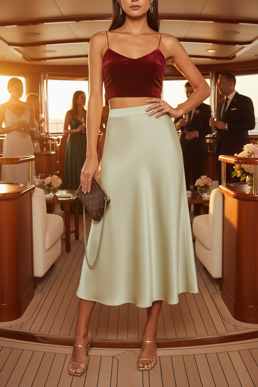 Lady A Solid Color Satin Slim-Fit Spring/Summer Dress – Elegant Minimalist Fashion | USA & Canada