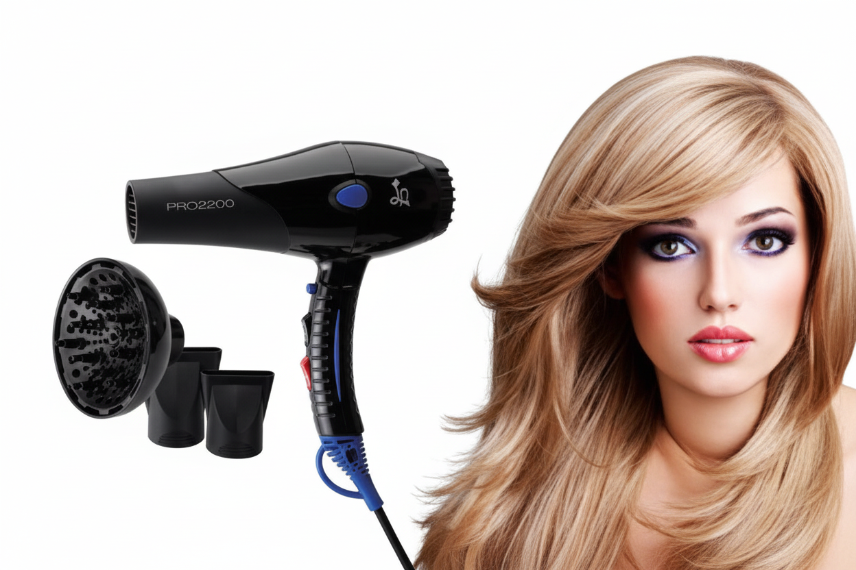 LA PRO2200 HAIR DRYER PROFESSIONAL WITH DIFFUSER, 2 NOZZLES, SLEEK PROFESSIONAL HAIR DRYER