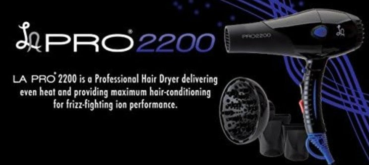 LA PRO2200 HAIR DRYER PROFESSIONAL WITH DIFFUSER, 2 NOZZLES, SLEEK PROFESSIONAL HAIR DRYER