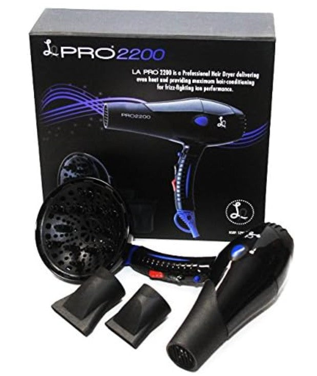 LA PRO2200 HAIR DRYER PROFESSIONAL WITH DIFFUSER, 2 NOZZLES, SLEEK PROFESSIONAL HAIR DRYER
