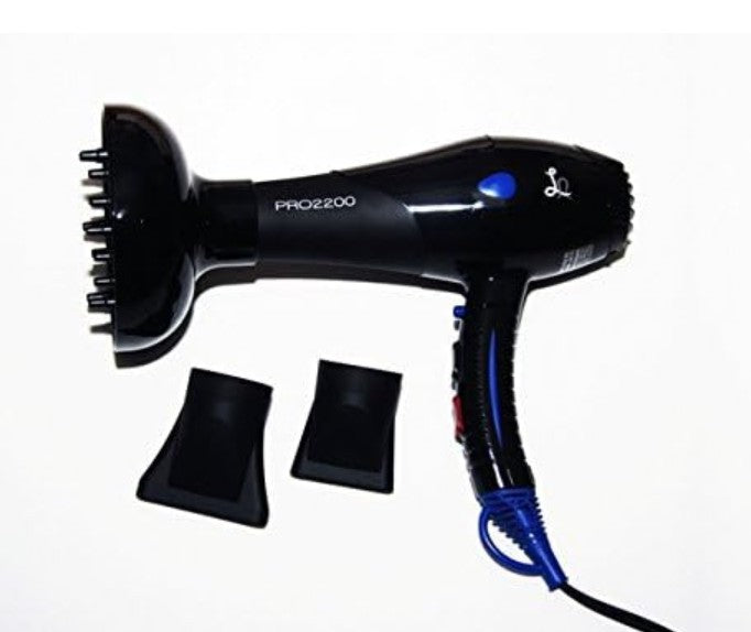 LA PRO2200 HAIR DRYER PROFESSIONAL WITH DIFFUSER, 2 NOZZLES, SLEEK PROFESSIONAL HAIR DRYER