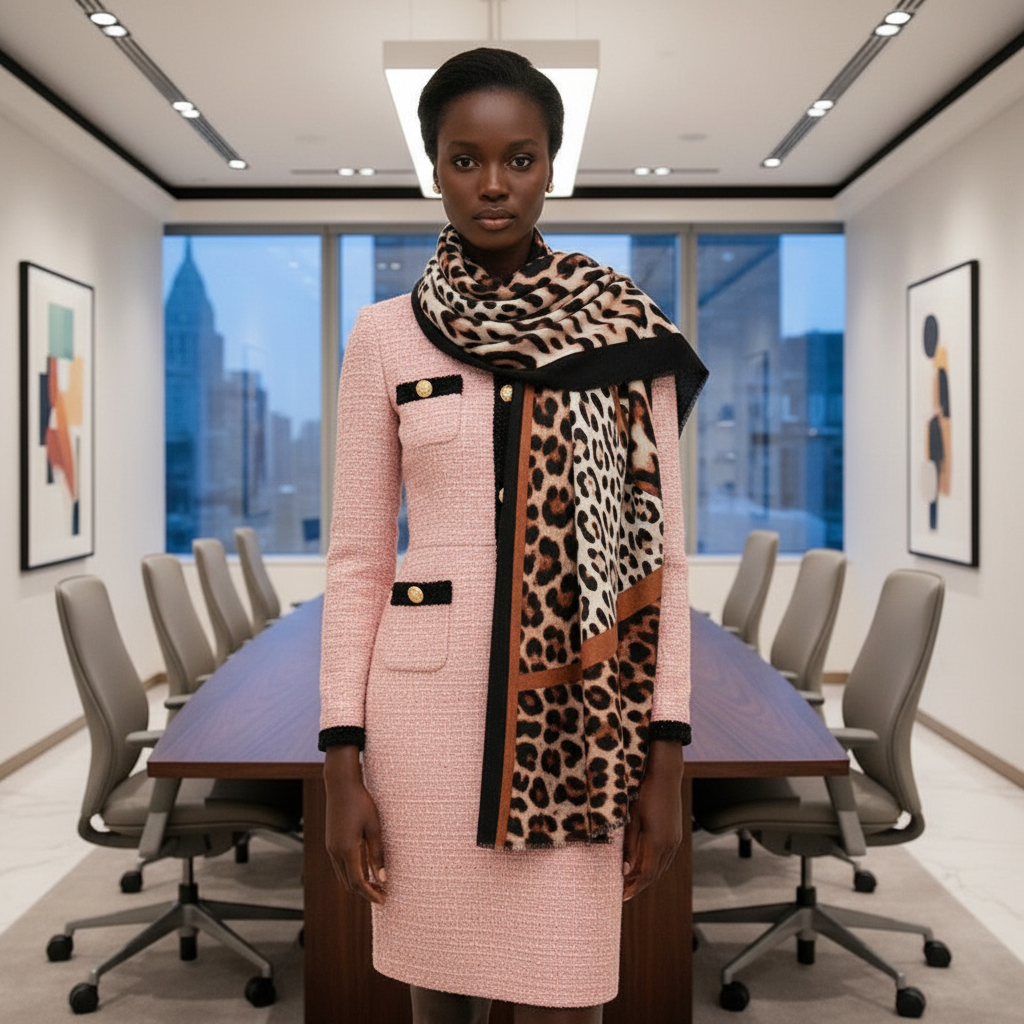 Women's Leopard Print Artificial Cashmere Scarf – Soft, Warm Winter Wrap for Stylish Comfort
