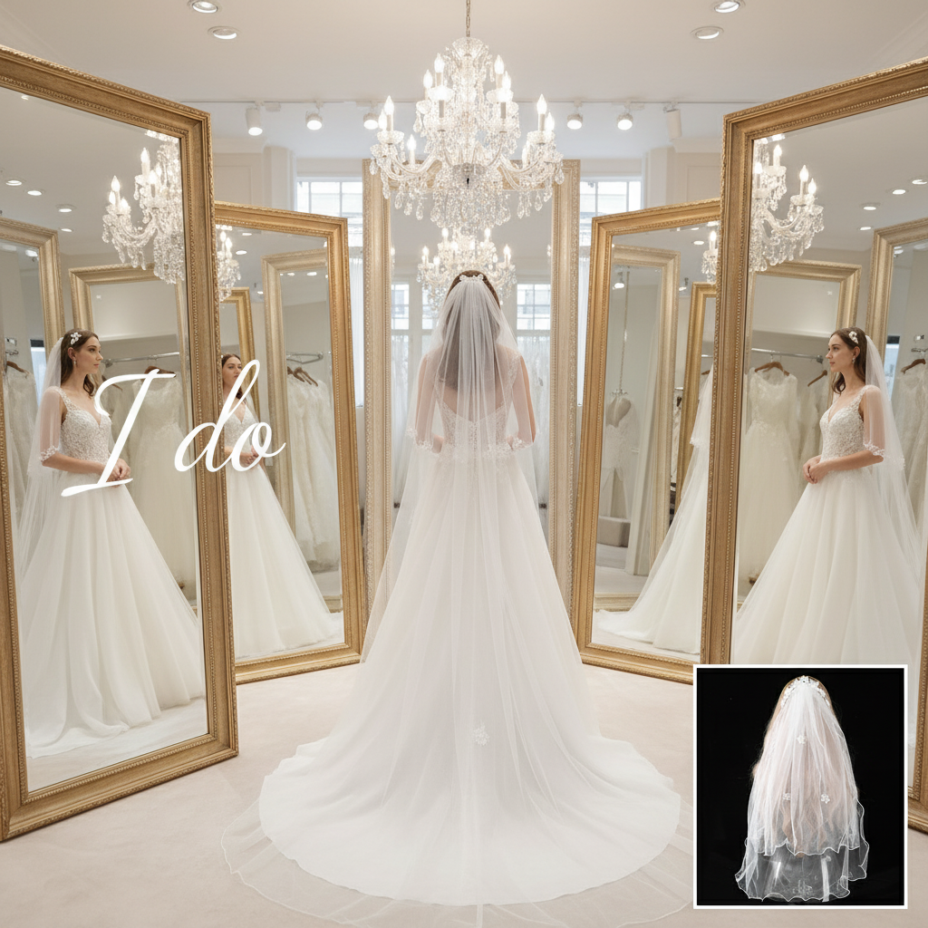 Luxury Ribbon Big Bow White Veil Hair Comb Wedding Bride