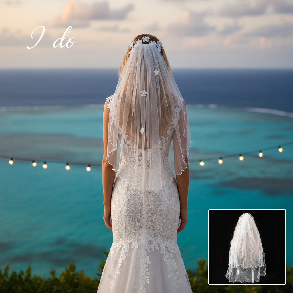 Luxury Ribbon Big Bow White Veil Hair Comb Wedding Bride