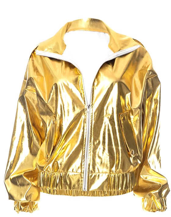 European Metallic Colour Fashion Turn-down Bomber Jackets