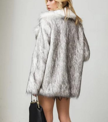 Women's gray faux fur coat