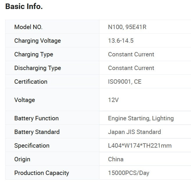 VoltiumX N100-95e41r Lead Acid SMF Heavy-Duty Truck Trailer Battery 12V100ah