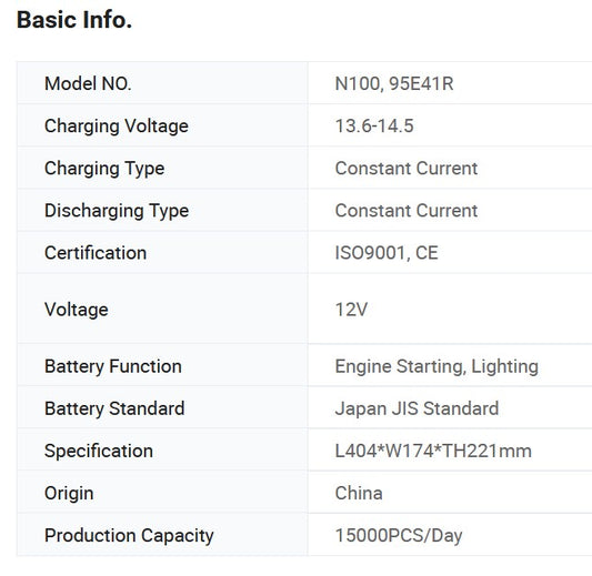VoltiumX N100-95e41r Lead Acid SMF Heavy-Duty Truck Trailer Battery 12V100ah