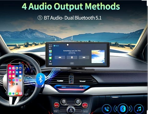 Premium CarPlay & Android Auto Car DVR GPS U Disk Bluetooth AUX FM Rearview Mirror Video Recorder